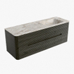 Mondiaz CIRO-DLUX Ensemble de meubles de salle de bains - 140x45x50cm - vasque solid surface Frappe - 1 bassin à droite - sans trous de robinet - 4 tiroirs - Shadow SW1533799
