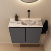 MONDIAZ TURE-DLUX Meuble toilette - 60cm - Dark Grey - EDEN - vasque Glace - position droite - sans trou de robinet SW1103219