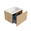 MONDIAZ KURVE-DLUX 60cm Meuble salle de bain - couleur Oak - 1 tiroir - vasque CLOUD centre - sans trou de robinet - couleur Frappe SW1137320