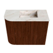 Mondiaz JOYA-DLUX Meuble de salle de bains 51,6cm - arrondi gauche couleur Ruby - Vasque FAYE position droite 1 trou de robinet couleur Frappe SW1423481