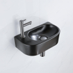 Fugaflow Efficiente Ensemble Fontaine Pietra - 40x21,5x12 cm - gauche - lisse - demi-ronde - 1 trou de robinet - céramique - robinet de fontaine gunmetal - bouchon de vidange - siphon abaissé - noir mat SW1442420