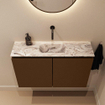 MONDIAZ TURE-DLUX Meuble toilette - 80cm - Rust - EDEN - vasque Glace - position centrale - sans trou de robinet SW1103491