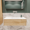 MONDIAZ LUSH Ensemble de meuble salle de bain - 100cm - 1 tiroir - lavabo cloud - vasque centrale - 0 trous de robinet - chêne blanchi SW409406