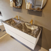 Mondiaz VICA-DLUX ensemble de meuble de salle de bain - 120cm - meuble sous lavabo talc - 4 tiroirs - lavabo encastré cloud double - 2 trous de robinet - miroir modèle spot - version XL 60cm de haut - lave SW1098626