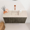 Mondiaz JOYA-DLUX 70cm meuble de salle de bains - couleur Shadow - Vasque FAYE position Milieu Sans trou de robinet couleur Frappe. SW1422687
