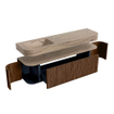 MONDIAZ THOR-DLUX 170cm badmeubel ronding links + rechts kleur Walnut met 1 lade en 2 deuren. Vrijhangende wastafel CLOUD Links zonder kraangat kleur Arena. SW1465796