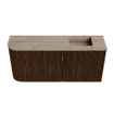 Mondiaz JOYA-DLUX 91.6cm toiletmeubel - ronding links kleur Walnut - Wastafel FAYE positie Rechts Zonder kraangat kleur Arena. SW1424358