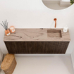 Mondiaz JOYA-DLUX 100cm meuble de salle de bains - couleur Walnut - Vasque FAYE position Droite Sans trou de robinet couleur Arena. SW1424341