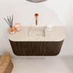 Mondiaz JOYA-DLUX Meuble de toilette 73.2cm - arrondi gauche et droite couleur Noyer - Vasque FAYE position Milieu Sans trou de robinet couleur Frappe SW1416815