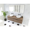 HR Matrix ensemble de meubles de salle de bain 3d 160cm 2 tiroirs sans poignée avec bande de poignée en couleur charleston avec dessus charleston SW857152
