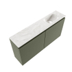 MONDIAZ TURE-DLUX Meuble de toilettes 100 cm Army. Vasque EDEN Ostra position droite. Avec 1 trou de robinet. SW1104735