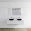 Mondiaz Lagom Meuble salle de bains 140x30.9x45cm Solid Surface Urban 1 tiroir avec lavabo BINX vasque à poser double 2 trous de robinet SW409303