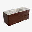 Mondiaz CIRO-DLUX Meuble de salle de bains - 120x45x50cm - Vasque solid surface Frappe - 1 lavabo Centré - 1 trou de robinet - 2 tiroirs - Ruby SW1531303