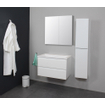 Basic Bella Meuble avec lavabo acrylique sans trou de robinet 80x55x46cm avec armoire toilette à 2 portes gris Blanc brillant SW398157