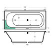 Xenz Aruba ligbad - 180x80cm - met overloop - zonder afvoer - Acryl Cement Mat SW103120