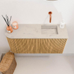 Mondiaz JOYA-DLUX 81.6cm toiletmeubel - ronding links kleur Oak - Wastafel FAYE positie Rechts Zonder kraangat kleur Opalo. SW1422183