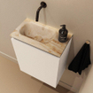 MONDIAZ TURE-DLUX Meuble toilette - 40cm - Talc - EDEN - vasque Frappe - position gauche - sans trou de robinet SW1102585