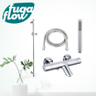 FugaFlow Eccelente Sobrado Badkamer badkraan met glijstangset met staafhanddouche, metalen doucheslang chroom SW1124006
