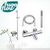 FugaFlow Eccelente Sobrado Mitigeur baignoire - avec barre curseur - douchette stick - flexible en métal - Chrome SW1124006