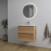Adema chaci ensemble de meubles de salle de bain 60x46x57cm avec 2 tiroirs sans poignée lavabo en céramique avec trou pour robinet cannelle SW791719