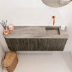 Mondiaz JOYA-DLUX Meuble de salle de bains 101.6cm - arrondi gauche couleur Shadow - Vasque FAYE position Droite Sans trou de robinet couleur Oza SW1425082