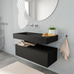 MONDIAZ ALAN 100cm - meuble bas - 1 tiroir - lavabo suspendu - cuve à gauche - 0 trous de robinet - urban SW408556