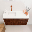 Mondiaz JOYA 70cm toiletmeubel - kleur Ruby - Wastafel FAYE positie Links Zonder kraangat kleur Talc. SW1421735