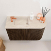 Mondiaz JOYA-DLUX Meuble de salle de bains - 61,6cm - arrondi droite couleur Walnut - Vasque FAYE position Gauche 1 trou de robinet couleur Frappe SW1422290