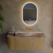 MONDIAZ KURVE-DLUX 115cm meuble de salle de bains arrondi Gauche couleur Dusk avec 1 tiroir et 1 porte. Lavabo BIG SMALL Droite sans trou de robinet Oza. SW1432985