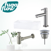 FugaFlow Eccelente Arredo fonteinset - 36x18.5x9cm - 1 kraangat - solid surface - fonteinkraan RVS geborsteld - mat wit - SW1125296