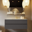 MONDIAZ VICA-DLUX Ensemble meuble de salle de bains - 120cm - meuble bas Dark Grey - 2 tiroirs - lavabo encastré cloud au milieu - 1 trou de robinet - version haute 60cm - Frappe SW1088878