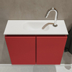 MONDIAZ TURE Kit lave-mains - 60x23x50cm - 1 trou de robinet - 2 portes - mat feu - Lavabo central - Acrylique Blanc SW475004