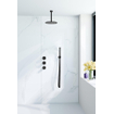 Fortifura Nebbio Ensemble de douche pluie - robinet encastré - élément encastré - coude de raccordement mural - flexible de douche en métal - douchette bâton - bras de plafond 20cm - douche de tête 30cm - noir mat SW1447107