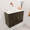 Mondiaz JOYA 61.6cm meuble de salle de bains WC - arrondi droite couleur Shadow - Vasque FAYE position Gauche Sans trou de robinet couleur Talc SW1421420