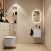 MONDIAZ TURE-DLUX Meuble toilette - 40cm - Linen - EDEN - vasque Ostra - position centrale - sans trou de robinet SW1104897