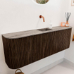 Mondiaz JOYA-DLUX Meuble de salle de bains 123.2cm - arrondi gauche et droite couleur Walnut - Vasque FAYE position Milieu Sans trou de robinet couleur Oza SW1424619