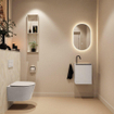 MONDIAZ TURE-DLUX Meuble de toilettes 40 cm Linen. Lavabo EDEN Ostra position droite. Avec 1 trou de robinet. SW1104895