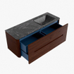 Mondiaz CIRO-DLUX ensemble de meubles de salle de bains - 130x45x50cm - lavabo Solid Surface Lava - 1 vasque à droite - sans trous de robinet - 4 tiroirs - Ruby SW1531585