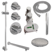 Ensemble de douche pluie encastré Brauer Chrome - douche principale 20 cm - 3 boutons avec relief - bras mural droit - barre de douche - douchette à main 1 fonction - chrome SW715549