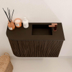 Mondiaz JOYA 61.6cm meuble de salle de bains - arrondi gauche couleur Walnut - Vasque FAYE position Droite 1 trou de robinet couleur Urban SW1421381