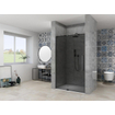 Van Rijn Products ST08 Nis Draaideur - 120x200cm - grijs rookglas - dikte 8mm - 2 delig - muurprofiel - stabilisatiestang - Zwart SW956404