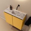 MONDIAZ TURE-DLUX Meuble toilette - 60cm - Ocher - EDEN - vasque Glace - position droite - sans trou de robinet SW1103415