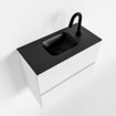 MONDIAZ ADA Meuble WC - 60x30x50cm - 1 trou de robinet - 2 tiroirs - talc mat - lavabo centré - Solid surface - Noir SW472833