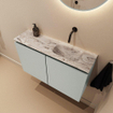 MONDIAZ TURE-DLUX Meuble toilette - 80cm - Greey - EDEN - vasque Glace - position droite - sans trou de robinet SW1103321
