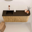 Mondiaz JOYA 91.6cm meuble de salle de bains - arrondi droite couleur Oak - Vasque FAYE position Gauche Sans trou de robinet couleur Urban SW1421272