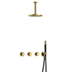 Hotbath Cobber X IBSX70 Ensemble de douche de tête encastré - douche de tête 20cm - bras de plafond 15cm - douchette barre 1 jet - laiton brossé - PVD SW677707
