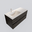 MONDIAZ VICA Ensemble de meuble salle de bain - 100cm - 2 tiroirs - lavabo Cloud gauche - 1 trou de robinet - solid surface marron foncé SW409908