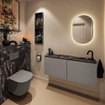 MONDIAZ TURE-DLUX Meuble toilette - 120cm - Smoke - EDEN - vasque Lava - position droite - 1 trou de robinet SW1104081