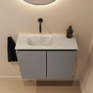 MONDIAZ TURE-DLUX Meuble toilette - 60cm - Smoke - EDEN - vasque Opalo - position gauche - sans trou de robinet SW1104558