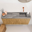 Mondiaz JOYA-DLUX 90cm meuble de salle de bains - couleur Oak - Vasque FAYE position Droite Sans trou de robinet couleur Sombra. SW1424255